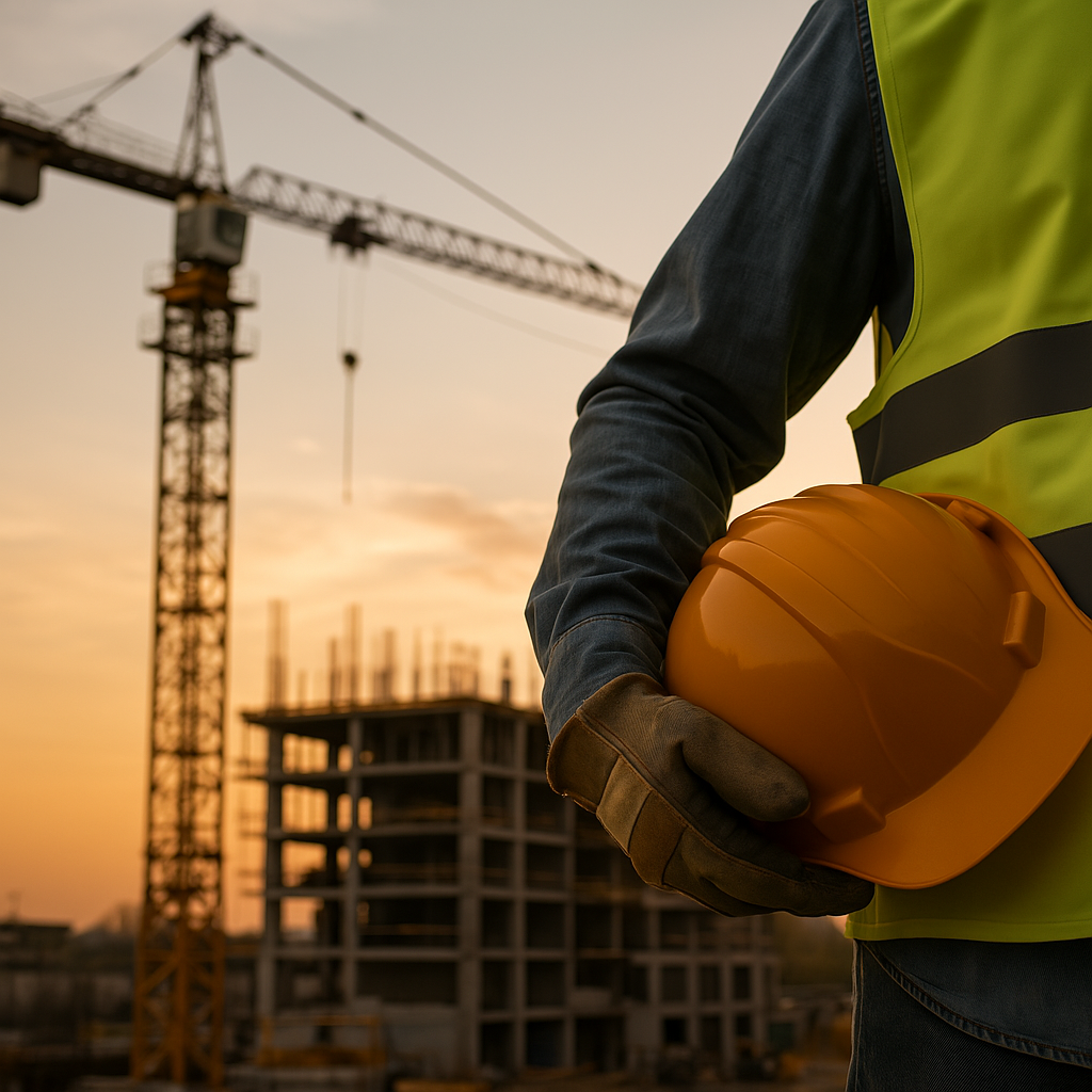 Construction Worker at Building Site